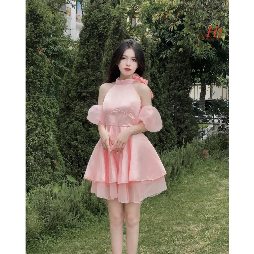 Váy cổ yếm tay phồng trễ vai, váy trễ vai tay áo rời phong cách tiểu thư sang chảnh HV42 HMStyle Hiinea_store | BigBuy360 - bigbuy360.vn