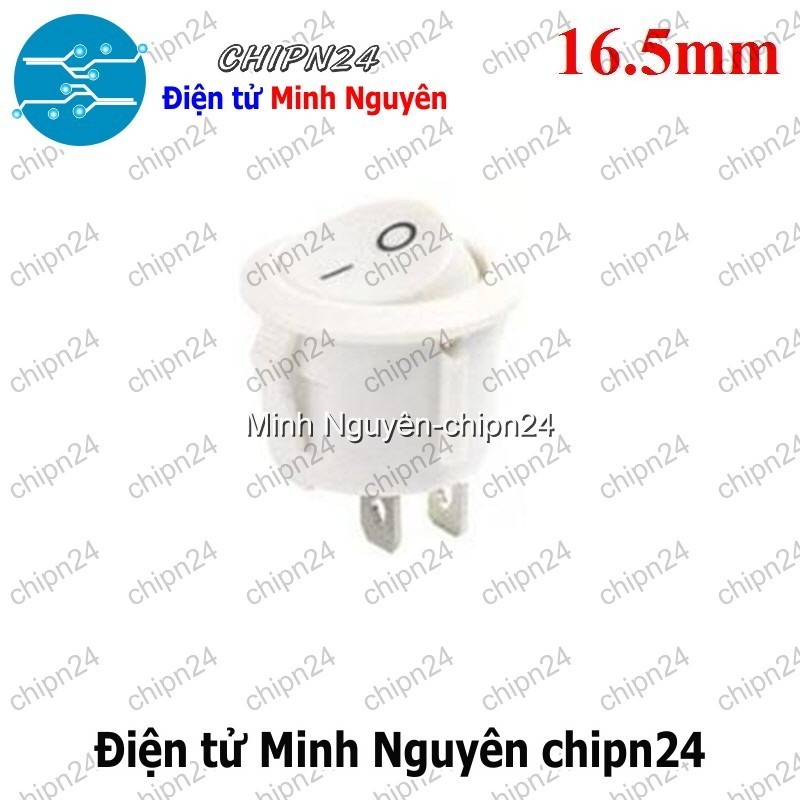 [2 cái] (F97.3) Công tắc Tròn 15MM Trắng 2 Chân 2 Vị trí (3A 250VAC) (CTTT2C)