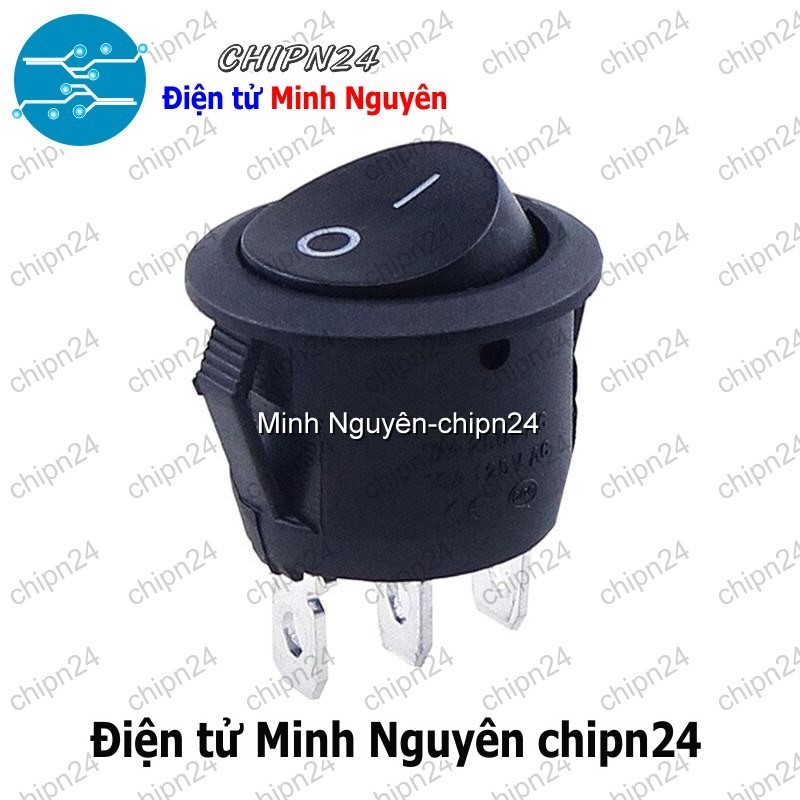 [2 cái] (F98.3) Công tắc Tròn 20MM Đen 3 Chân 2 vị trí (6A 250VAC) (CTTD3C)