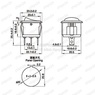 [2 cái] (F98.3) Công tắc Tròn 20MM Đen 3 Chân 2 vị trí (6A 250VAC) (CTTD3C)