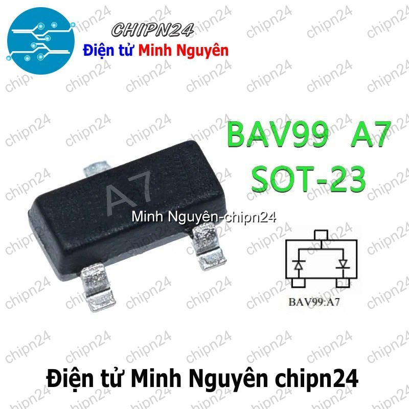 [25 con] (G9.1) Diode Dán BAV99 (A7) SOT-23 0.2A 70V (SMD) (Diode Kép)