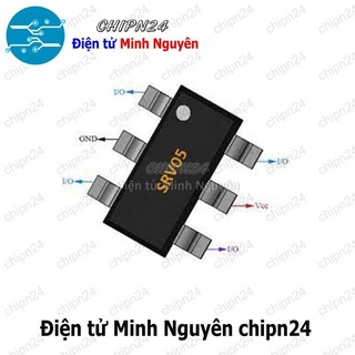 [5 con] (G8) IC Dán SRV05-4 (V05) SOT23-6 (SMD) (SRV05-4.TCT SRV05-4-P-T7 TVS/ESD)