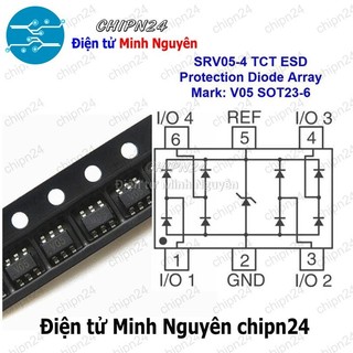 [5 con] (G8) IC Dán SRV05-4 (V05) SOT23-6 (SMD) (SRV05-4.TCT SRV05-4-P-T7 TVS/ESD)