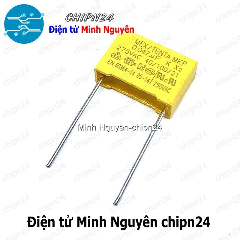 [5 con] (F238) Tụ hộp 473 275VAC 10mm (0.047uF MEX/TENDA MKP K X2 40/100/21)