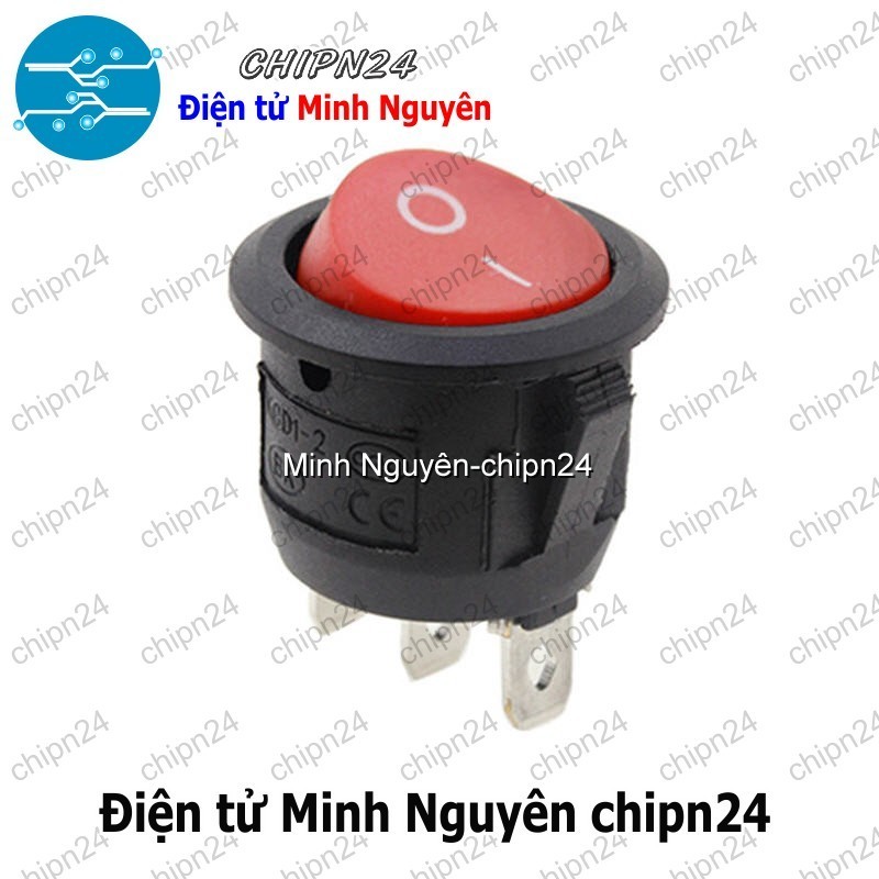 [2 cái] (F98.6) Công tắc Tròn 20MM Đỏ 3 Chân 2 Vị Trí (6A 250VAC) (CTTD3C)