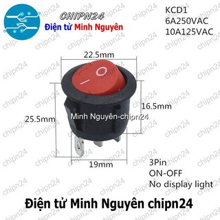 [2 cái] (F98.6) Công tắc Tròn 20MM Đỏ 3 Chân 2 Vị Trí (6A 250VAC) (CTTD3C)