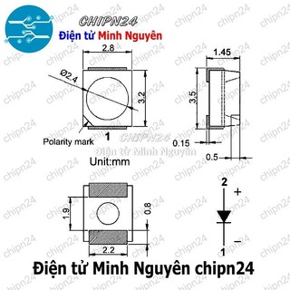 [25 con] (G5) Led Dán SMD 3528 Xanh Dương (3.5x2.8mm)