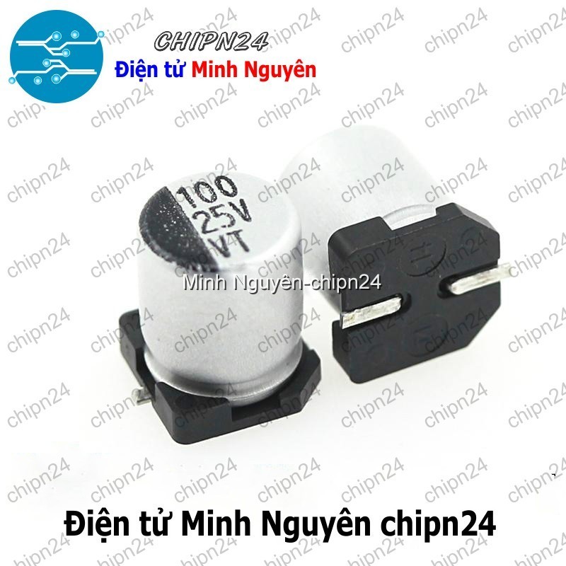 [5 con] (K295) Tụ nhôm 100uF 25V 6.3x7.7mm (SMD Dán)