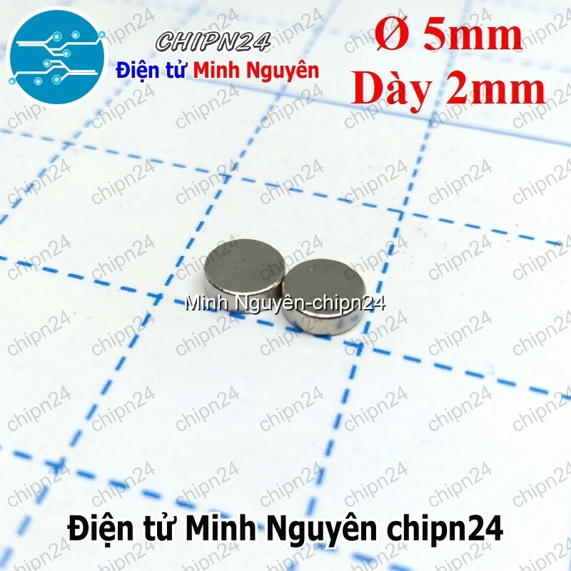 [5 viên] (K173) Nam châm Tròn phi 5mm dày 2mm