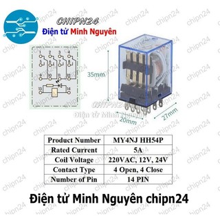 [1 con] (F201.6) Relay kiếng 14 Chân 5A 24VDC (MY4NJ MY4N-J HH54P)