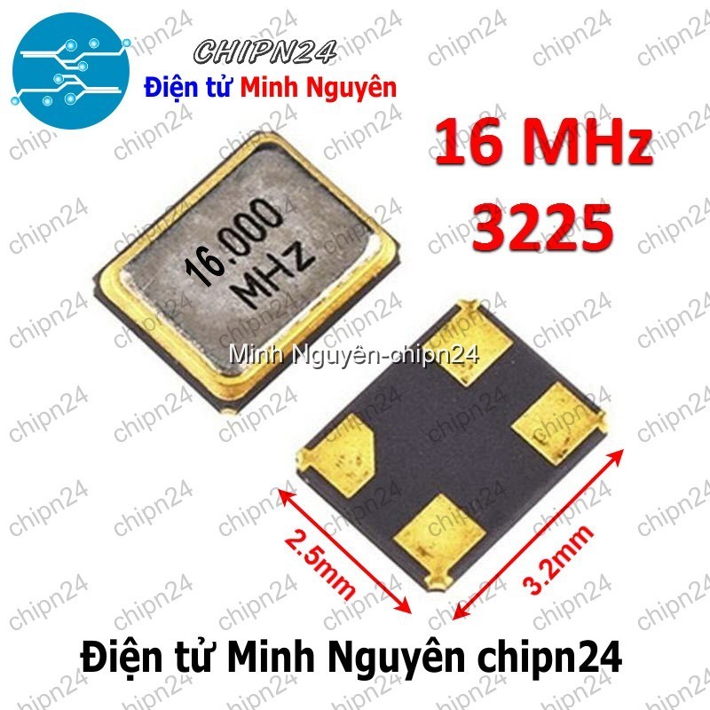 [3 con] (K355) Thạch anh Dán 3225 16M (4 chân 3.2x2.5mm 16MHz)