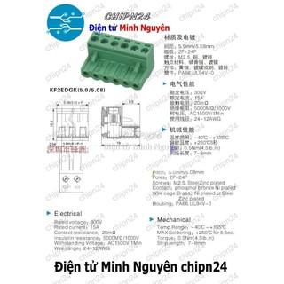 [1 Bộ] (F214) Domino 2EDG5.08 Thẳng 6P (Terminal, Cầu đấu dây cọc nguồn 5.08 5.08mm)