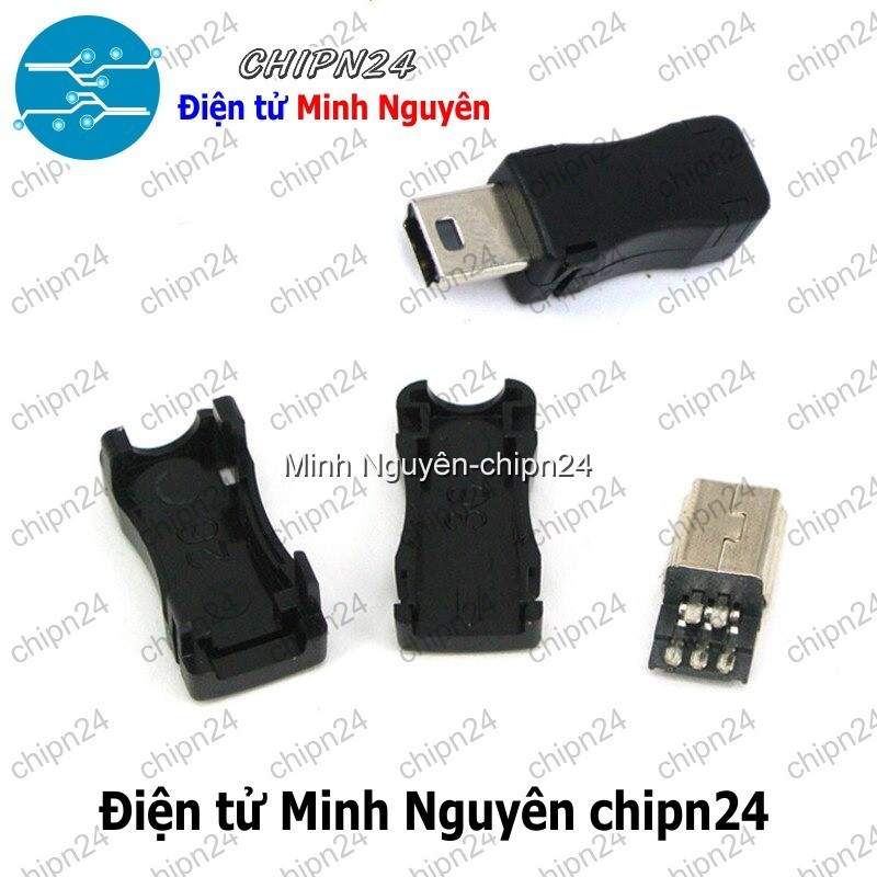 [2 cái] (K155) Đầu+Vỏ nhựa Mini USB V1 (Đầu Jack USB hàn dây)