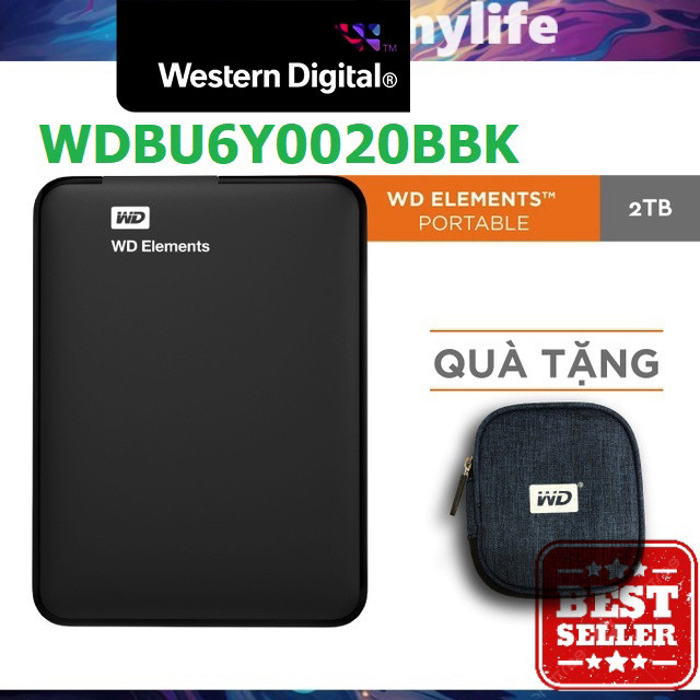 𝗠𝗬 𝗦𝗛𝗢𝗘𝗦 𝗠𝗬 𝗟𝗜𝗙𝗘 .̷ ̷  Ổ cứng di động HDD 2.5 inch WD Elements 2TB USB 3.0 (Đen) WDBU6Y0020BBK Chính