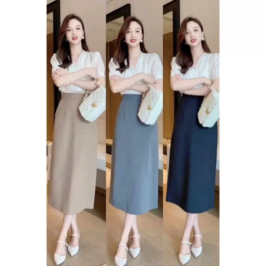 Chân Váy Chữ A dài 80cm 2 lớp chất cotton lạnh cao cấp thời trang công sở nữ A802B