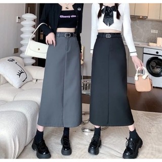    Kèm đai  Chân Váy UZZILANG dáng dài 90cm túi chéo xẻ tà sau chất VITEX A90Đ 