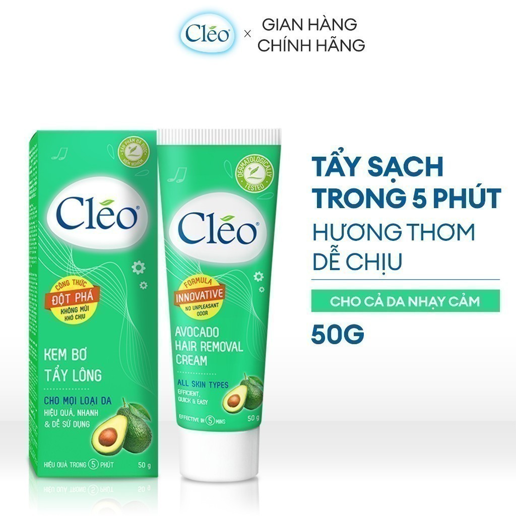 Kem Tẩy Lông Bơ Cléo 50G Hương Thơm Dễ Chịu Công Thức Đột Phá Cho Mọi Loại Da Kể Cả Da Nhạy Cảm