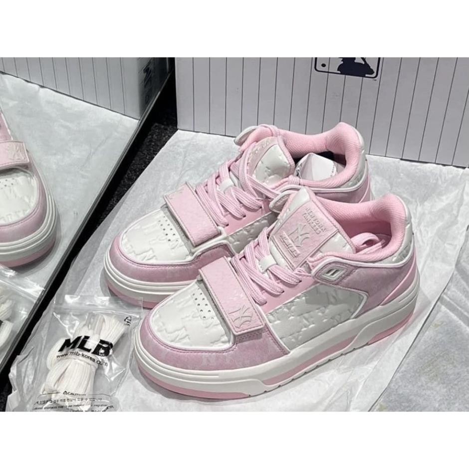  Giày MLB Chunky Liner Mid Monogram NY Pink Hồng Trắng Sneaker MLB hồng trắng cao cấp 