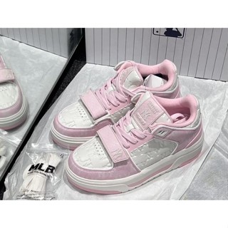  Giày MLB Chunky Liner Mid Monogram NY Pink Hồng Trắng Sneaker MLB hồng trắng cao cấp 