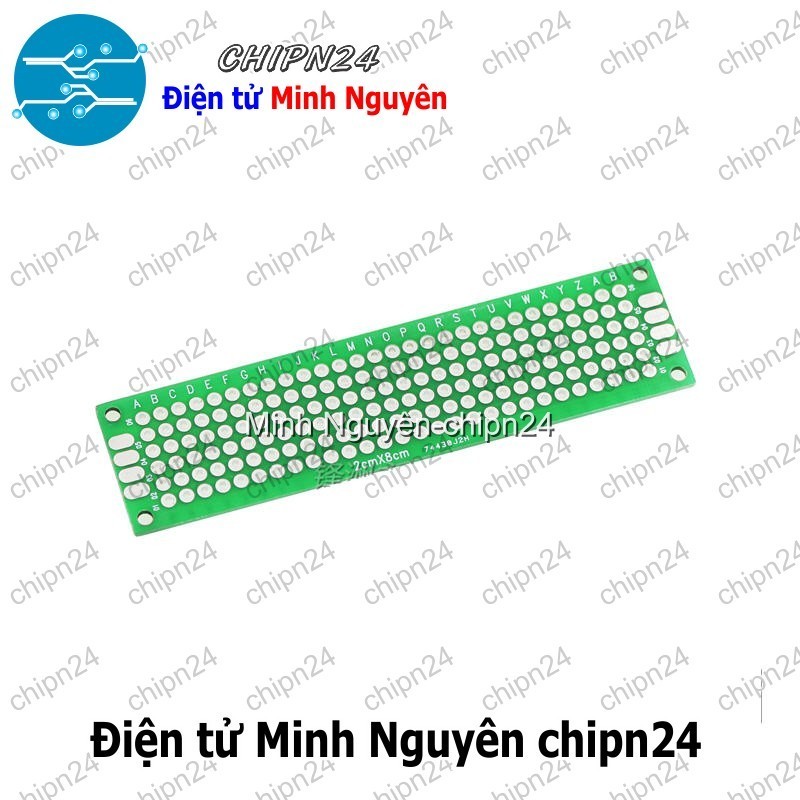 [2 tấm] Testboard 2 mặt Thủy tinh 2x8cm (Board đồng đục lỗ PCB, Testboard cắm hàn)