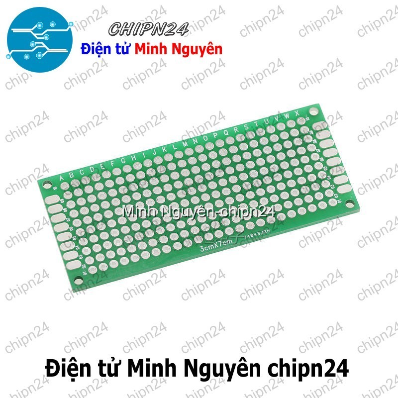 [2 tấm] Testboard 2 mặt Thủy tinh 3x7cm (Board đồng đục lỗ PCB, Testboard cắm hàn)