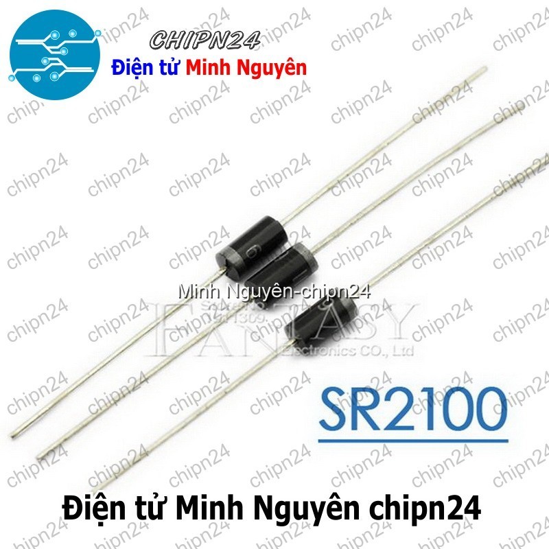 [5 con] (K472) Diode SR2100 DIP DO-15 2A 100V (SR 2100) [Diode Schottky]