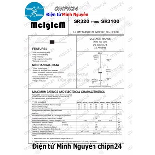 [5 con] (K472) Diode SR3100 DIP DO-27 3A 100V (SR 3100) [Diode Schottky]