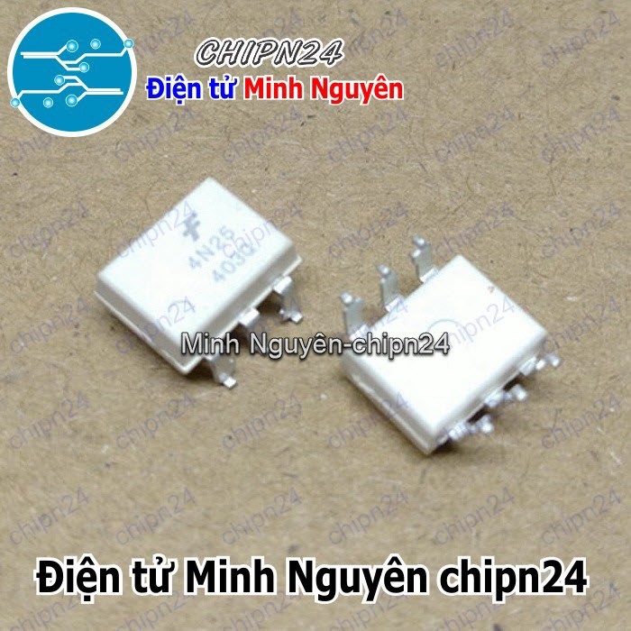 [2 con] (SOP) Opto Dán 4N25 SOP-6 Trắng Hàng Tốt (SMD) (IC Cách ly quang Opto)
