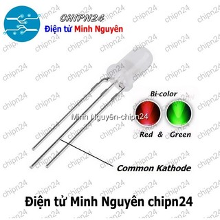 [25 con] (TK10, H6) Led 2 màu 3 chân 5MM Đục Âm chung (Đỏ/Xanh Lá Mạ)