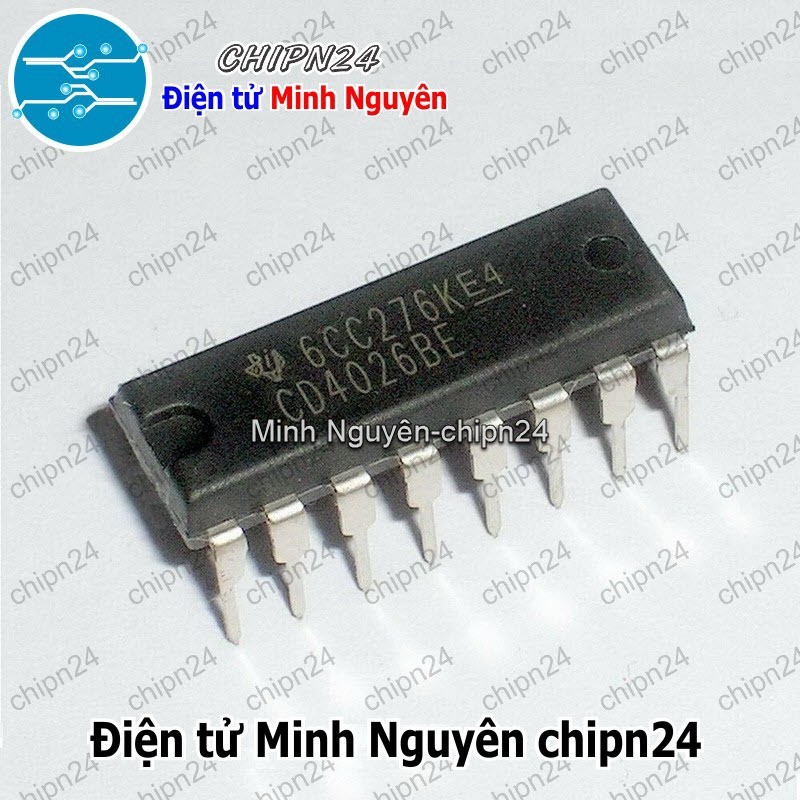 [1 con] (DT) IC CD4026 DIP-16 Hàng Tốt (CD4026BE) (IC đếm và giải mã led 7 đoạn (loại cathode chung))