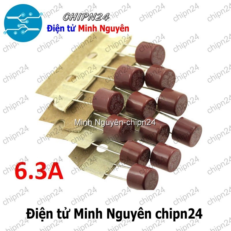 [2 CÁI] (KG2) Cầu Chì Tròn 6.3A 250V 8x8mm (T6.3A250V 382)