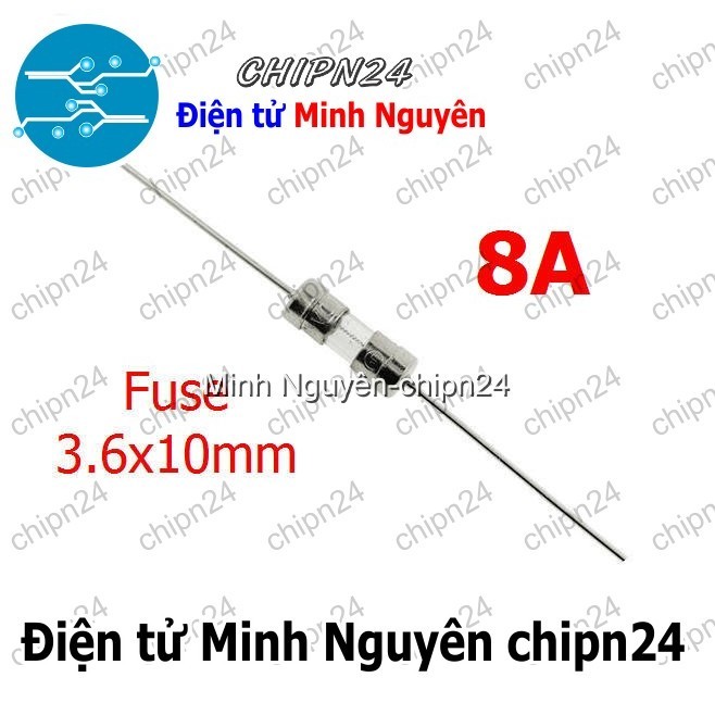 [5 cái] (K398) Cầu Chì 3.6x10mm 8A DIP (250V Chân cắm)