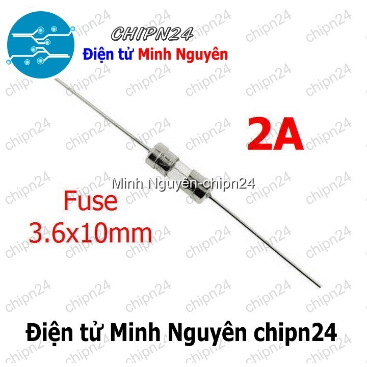 [5 cái] (K397) Cầu Chì 3.6x10mm 2A DIP (250V Chân cắm)