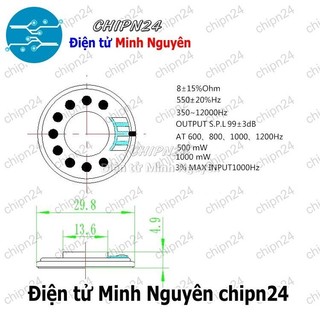 [2 cái] (N30) Loa 8R 0.5W 30mm