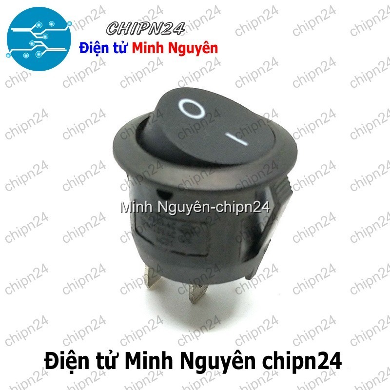 [2 cái] (F98.1) Công tắc Tròn 20MM Đen 2 Chân 2 vị trí (6A 250VAC) (CTTD2C20mm)