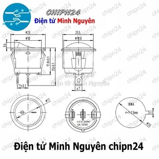 [2 cái] (F98.1) Công tắc Tròn 20MM Đen 2 Chân 2 vị trí (6A 250VAC) (CTTD2C20mm)
