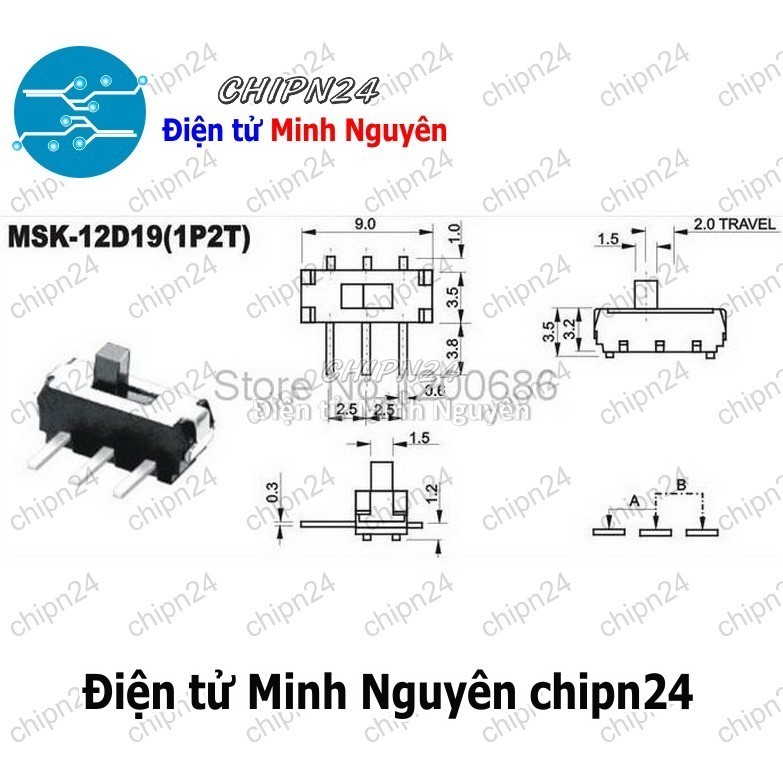 [5 cái] (K87) Công Tắc Gạt MSK-12D19 (3 chân 2 vị trí Cong)