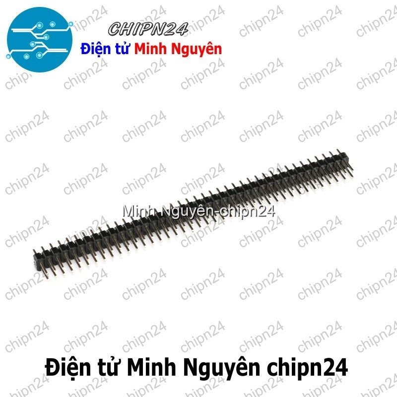 [2 cây] (H55) Hàng rào Đực Đôi Thẳng 2.54MM 2x40p Đen (Jump, Header)
