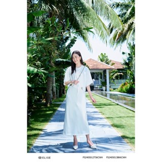 Chân váy trắng X-neon xẻ sau thiết kế Elise FS2405013BKKCWH