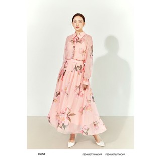 Chân váy voan hoa hồng cam thiết kế Elise FS2403077BKWOPP