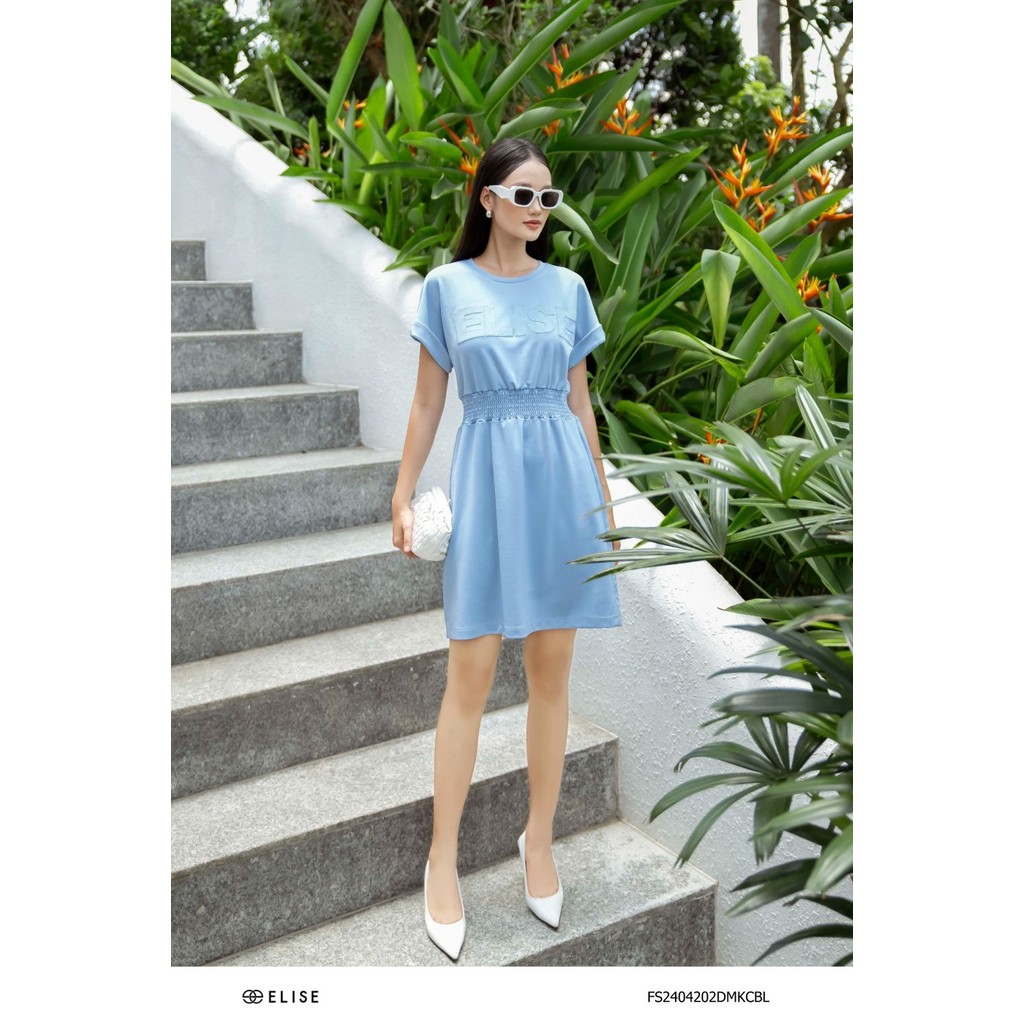 Đầm thun xanh chun eo thiết kế Elise FS2404202DMKCBL