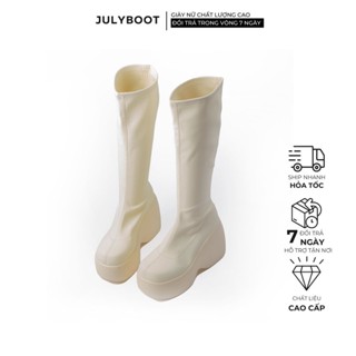 SẴN - (lùi size) Boot nữ Julyboot - Gothic Đế Bánh Mì 10 cm Phong Cách Y2K Màu Trắng kem Chiều Cao Khủng yyt
