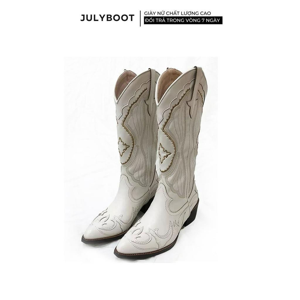 Giày Boot nữ Julyboot - cổ cao Bồi JULYBOOT Đế 6 cm Chất Da Dày Dặn Cực Xinh cow1