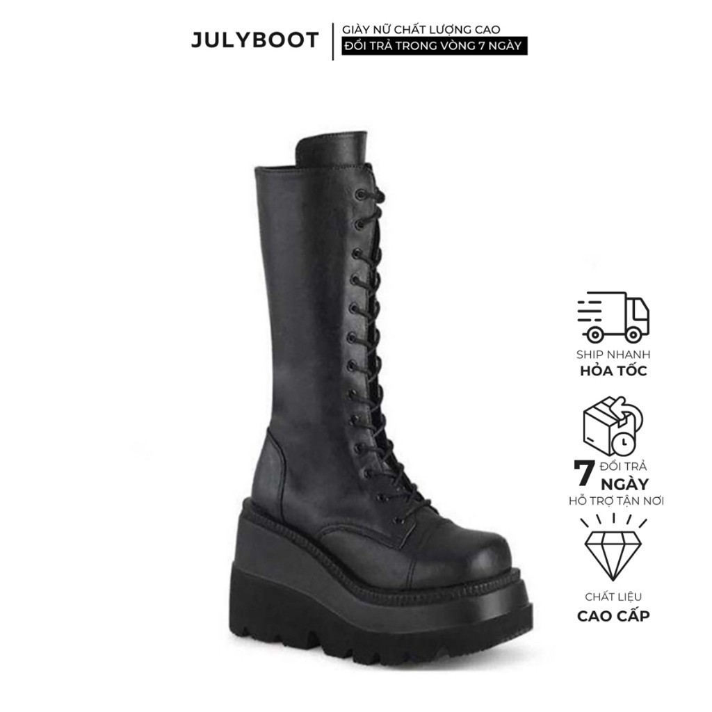 (SẴN)- Boot nữ Julyboot - Gothic Đan Dây Đế Khủng GOTHIC Chất Da Dày Dặn có Khoá Kéo hông style phong cách y2k bđ bk
