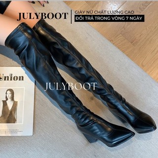  Boot nữ Julyboot - Đùi Dáng Basic Mũi Nhọn Gót Cao 7 cm Có Hình Thật pđ