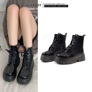 (SẴN) Boot nữ Julyboot - Chiến binh Đế dày 6cm hack dáng có dây cột điều chỉnh kèm khóa kéo hông bt