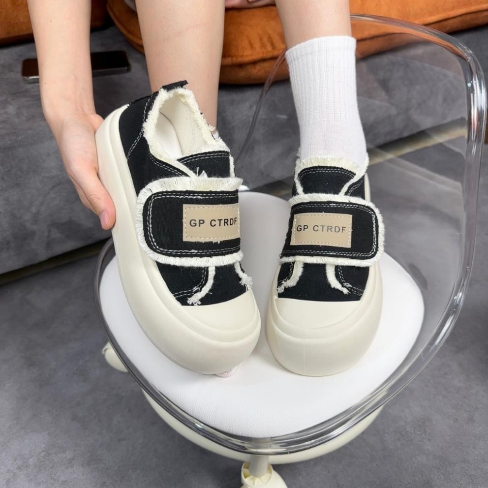 Giày nữ quai dán canvas tua rua Evelyn, Giày Thể Thao Nữ Quai Dán Viền Tua Rua Chất Xịn Êm Chân