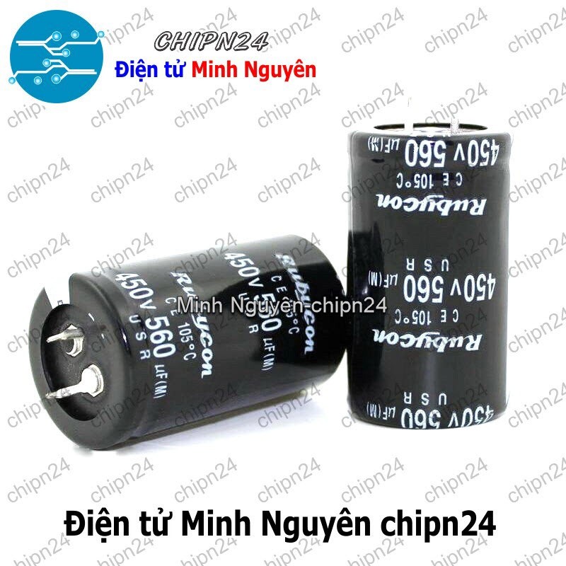 [1 con] (J25) Tụ hóa 560uF 450V Đen Rubycon (35x40mm)