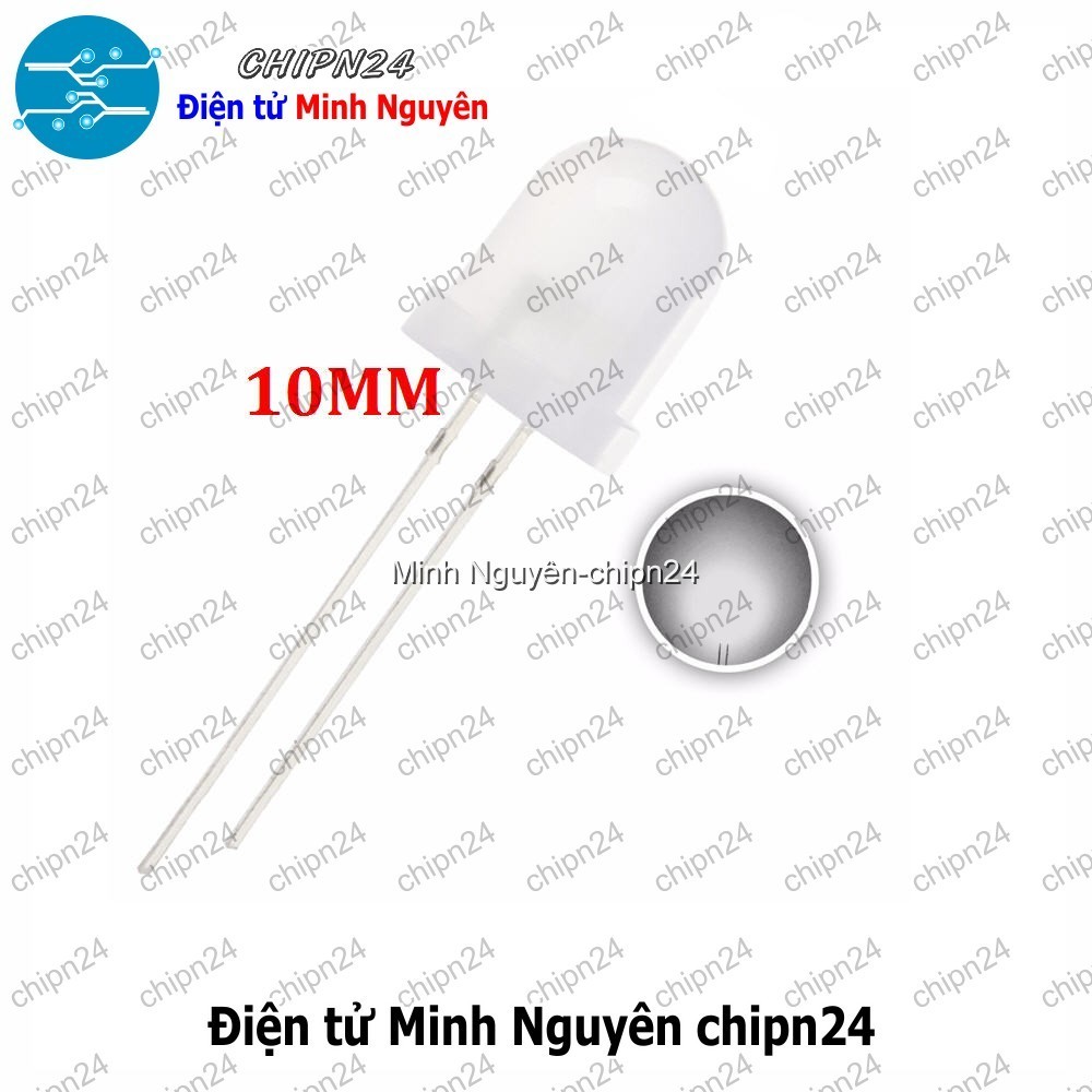 [5 CON] (TK1) Led 10mm Vỏ Đục ra TRẮNG