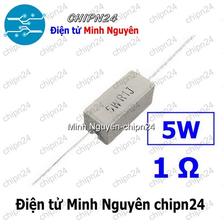 [3 con] (F314) Điện Trở Sứ 1R 5W Loại Nằm